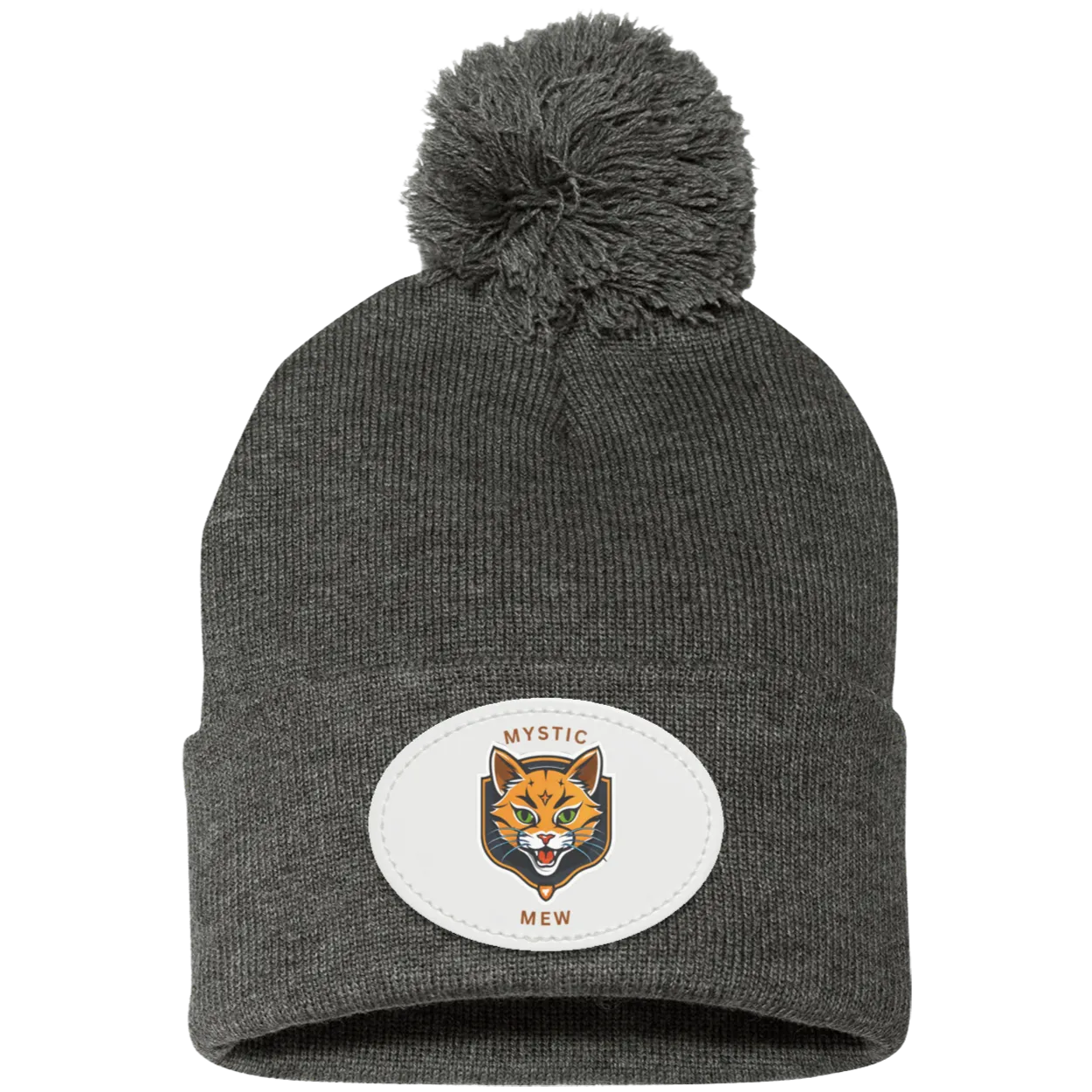 Mystic Mew | Pom Pom Knit Cap | Patch Beanie |