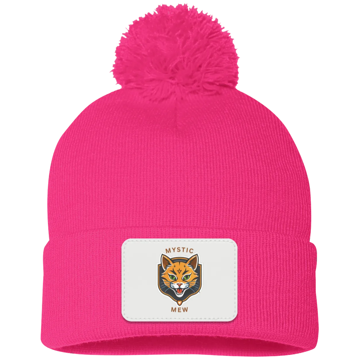 Mystic Mew | Pom Pom Knit Cap | Patch Beanie |