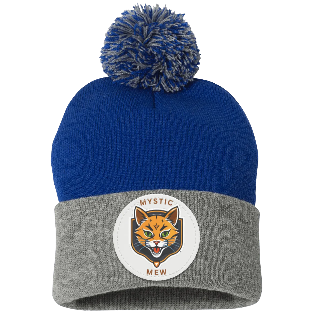 Mystic Mew | Pom Pom Knit Cap | Patch Beanie |