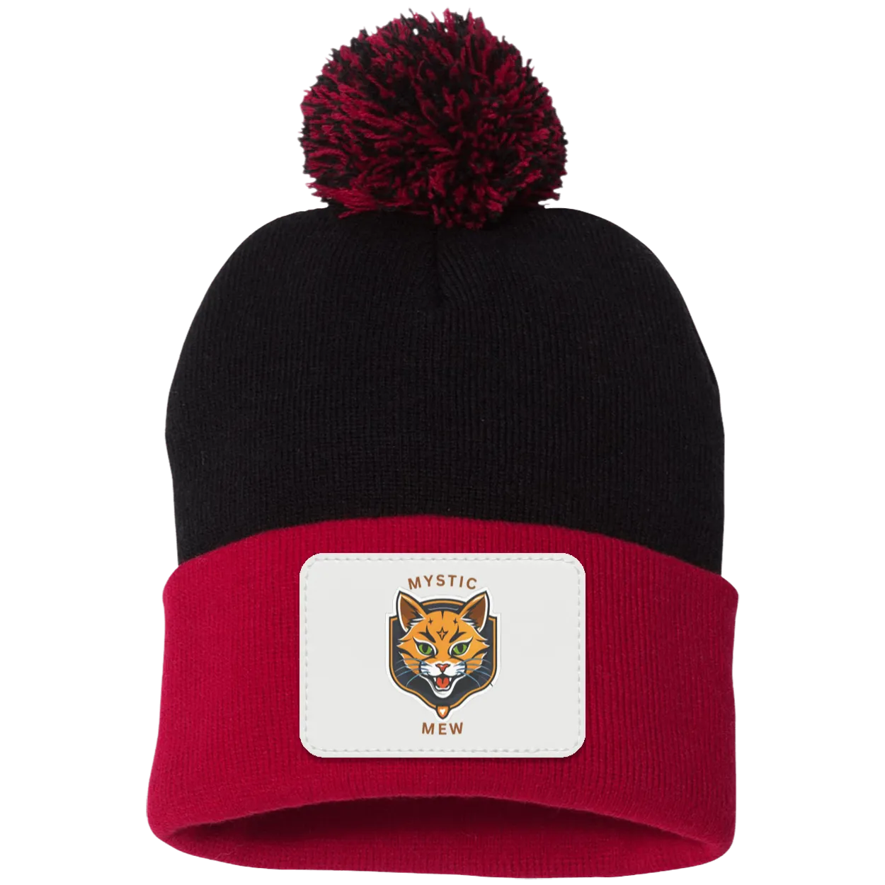 Mystic Mew | Pom Pom Knit Cap | Patch Beanie |