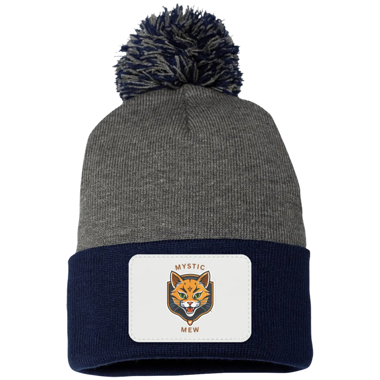 Mystic Mew | Pom Pom Knit Cap | Patch Beanie |