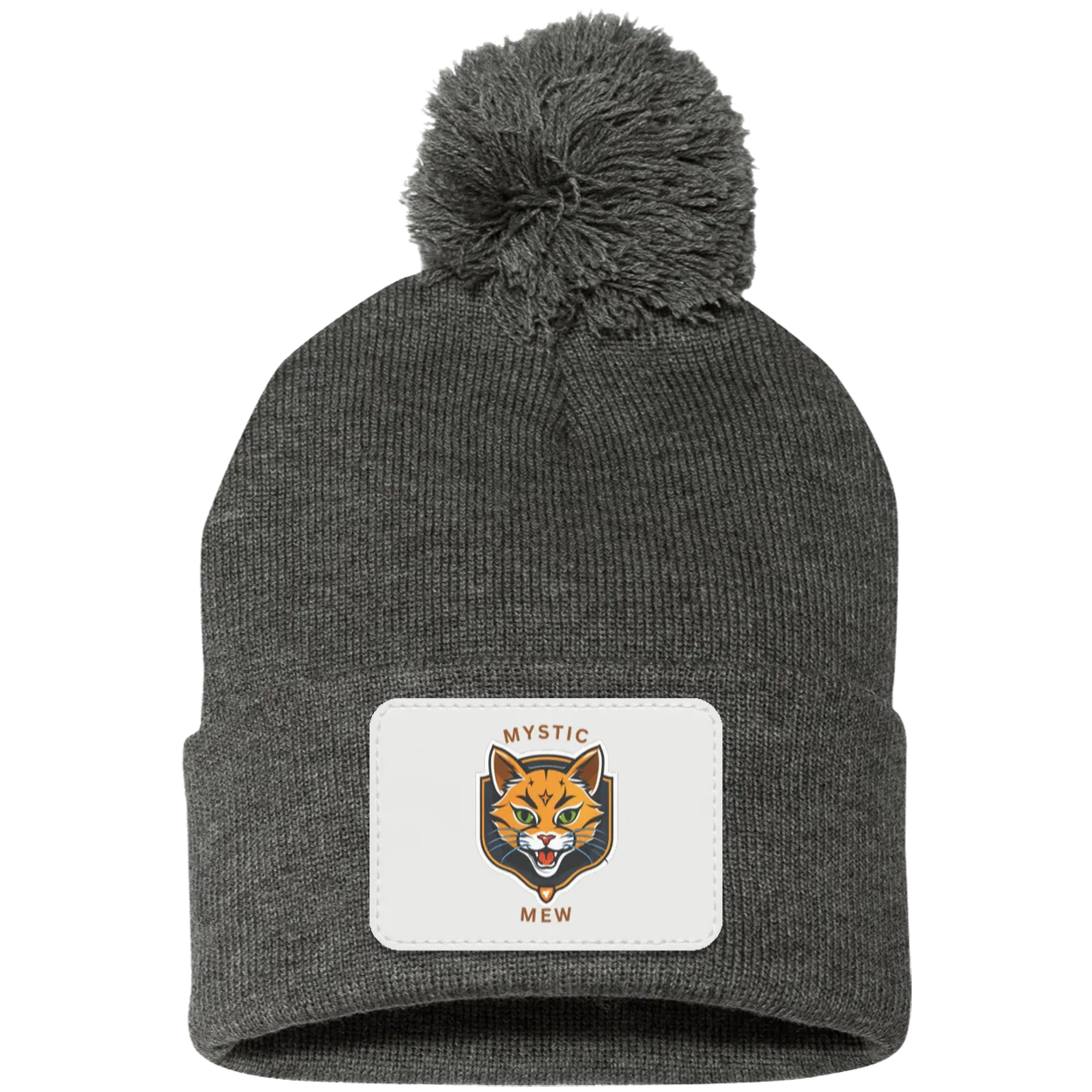 Mystic Mew | Pom Pom Knit Cap | Patch Beanie |