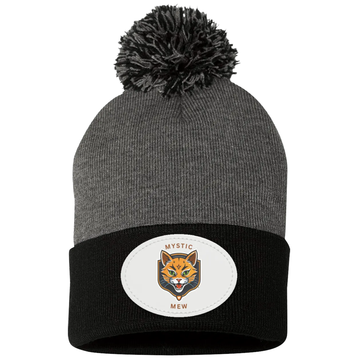 Mystic Mew | Pom Pom Knit Cap | Patch Beanie |