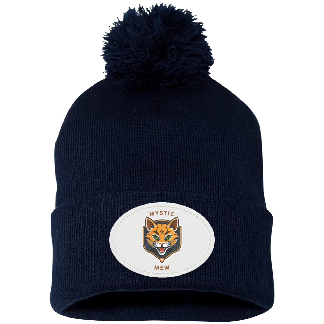 Mystic Mew | Pom Pom Knit Cap | Patch Beanie |