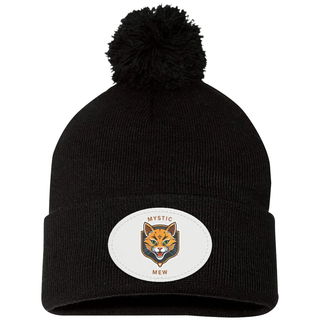 Mystic Mew | Pom Pom Knit Cap | Patch Beanie |