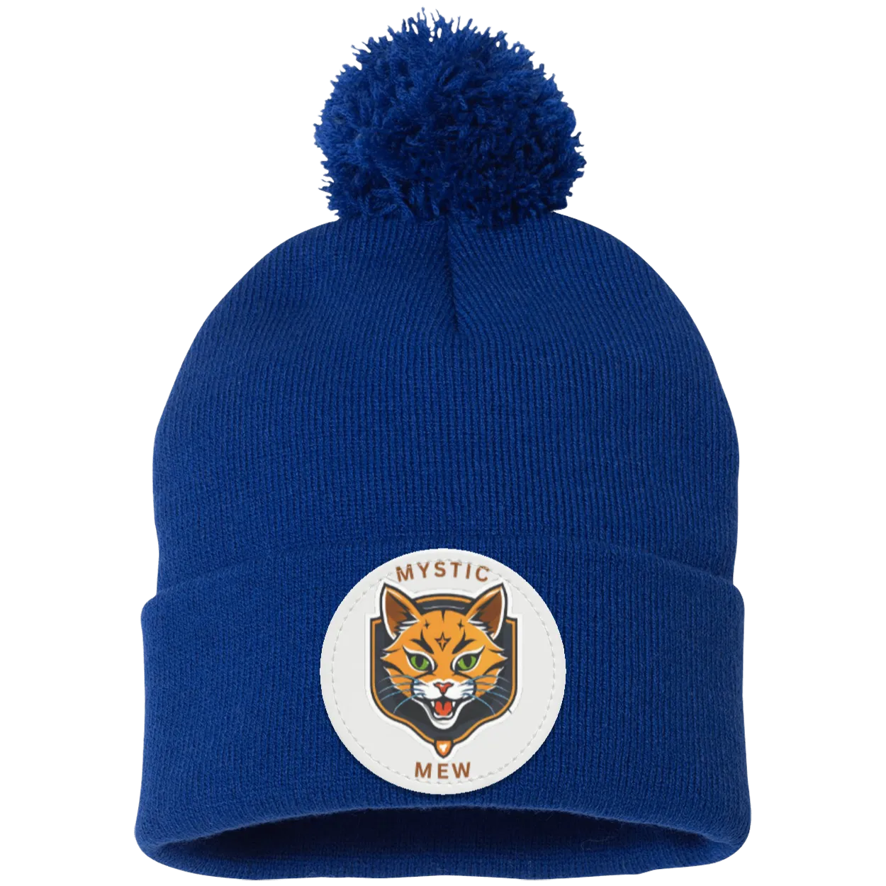 Mystic Mew | Pom Pom Knit Cap | Patch Beanie |