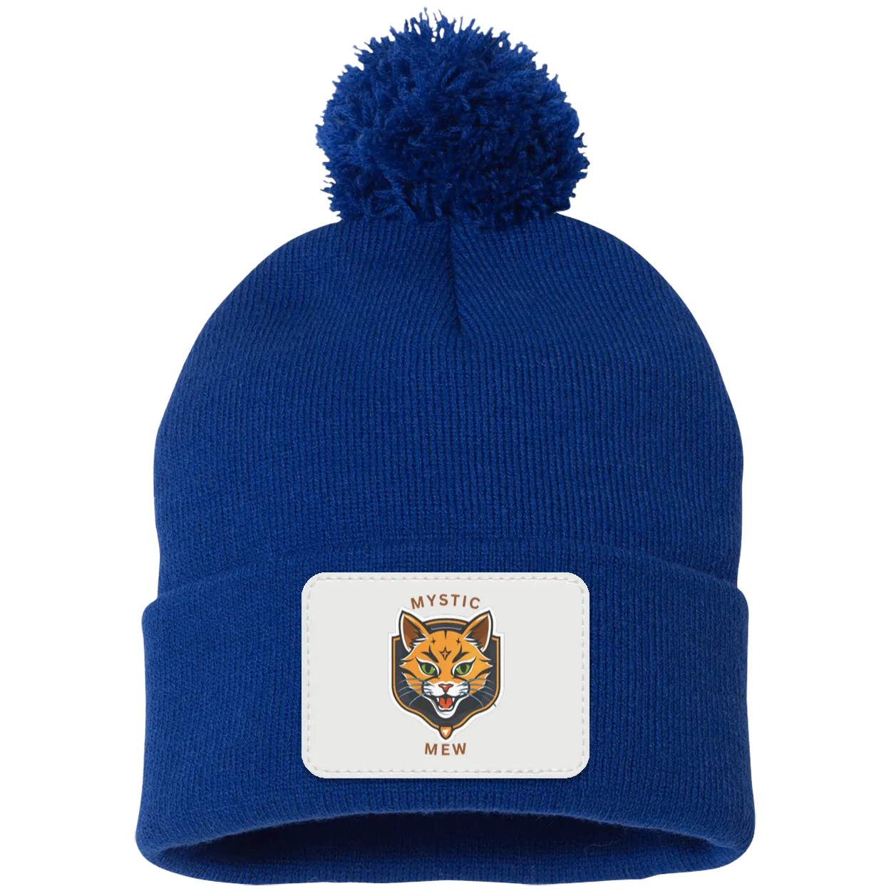 Mystic Mew | Pom Pom Knit Cap | Patch Beanie |