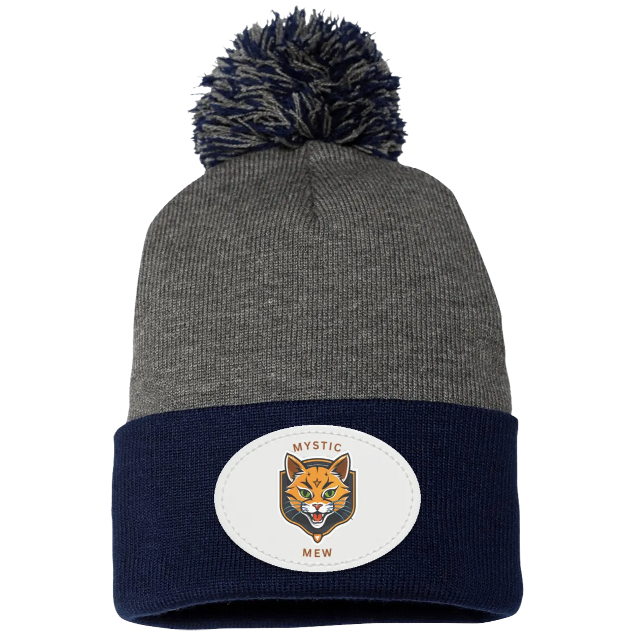 Mystic Mew | Pom Pom Knit Cap | Patch Beanie |