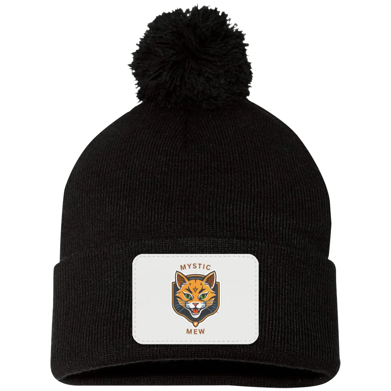 Mystic Mew | Pom Pom Knit Cap | Patch Beanie |