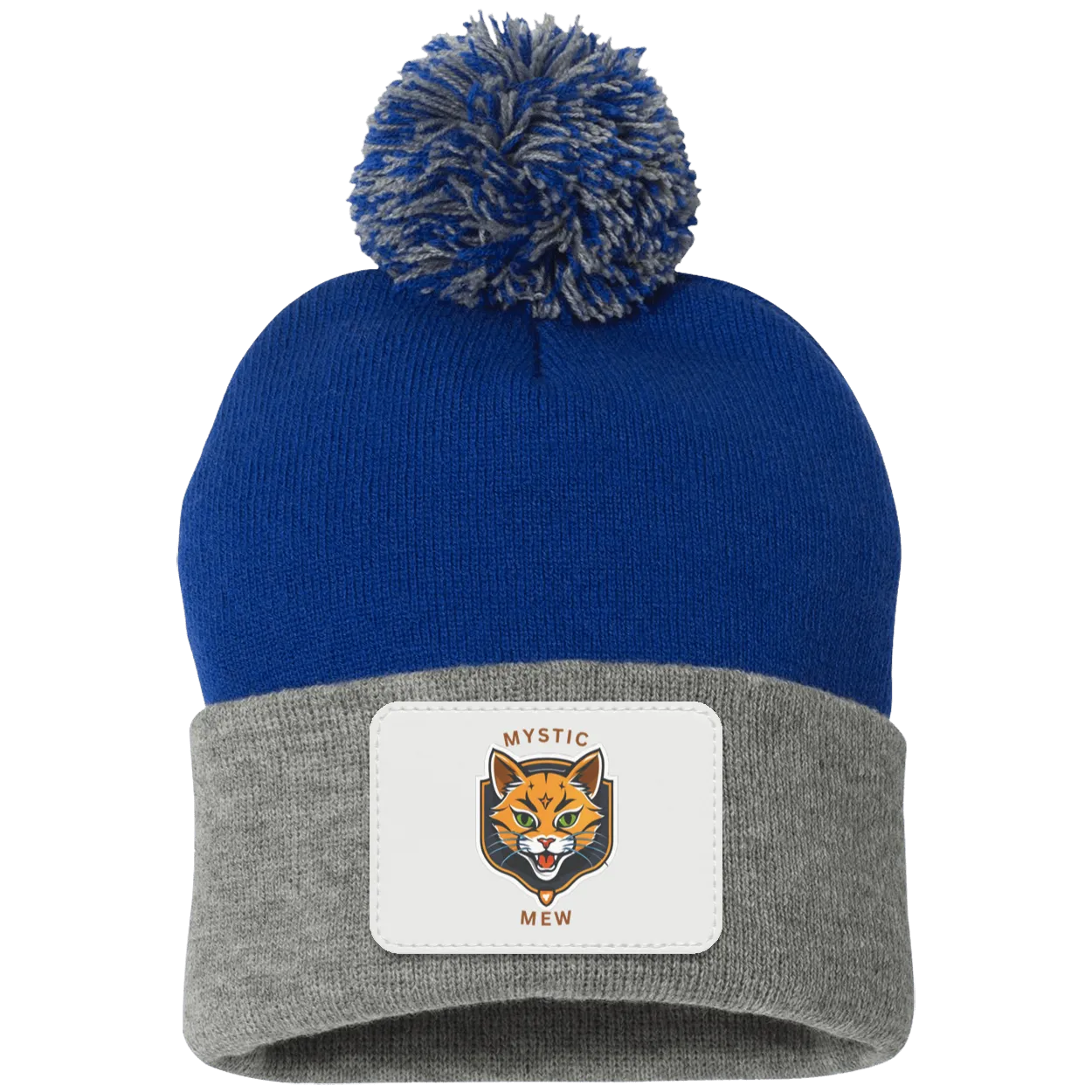 Mystic Mew | Pom Pom Knit Cap | Patch Beanie |