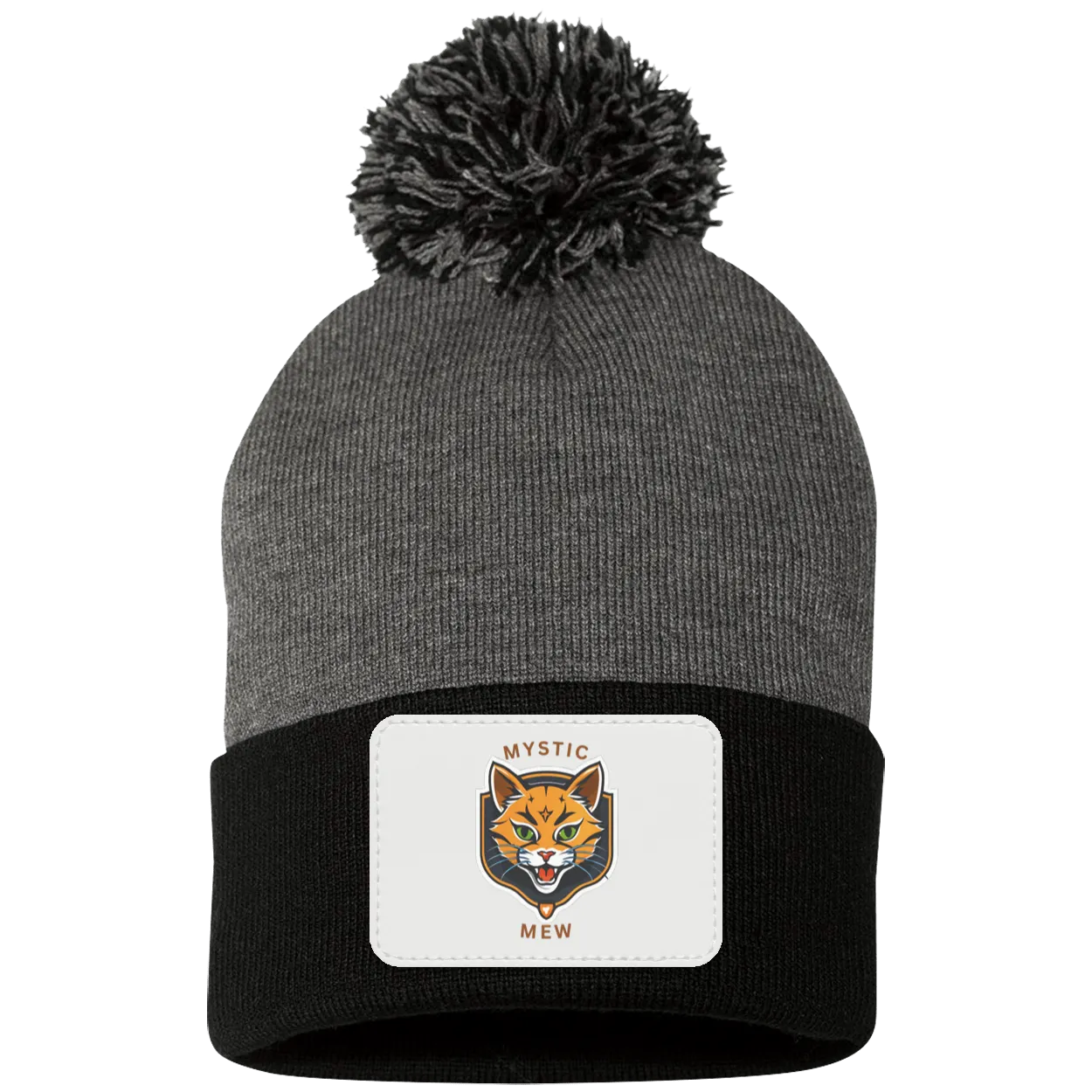 Mystic Mew | Pom Pom Knit Cap | Patch Beanie |