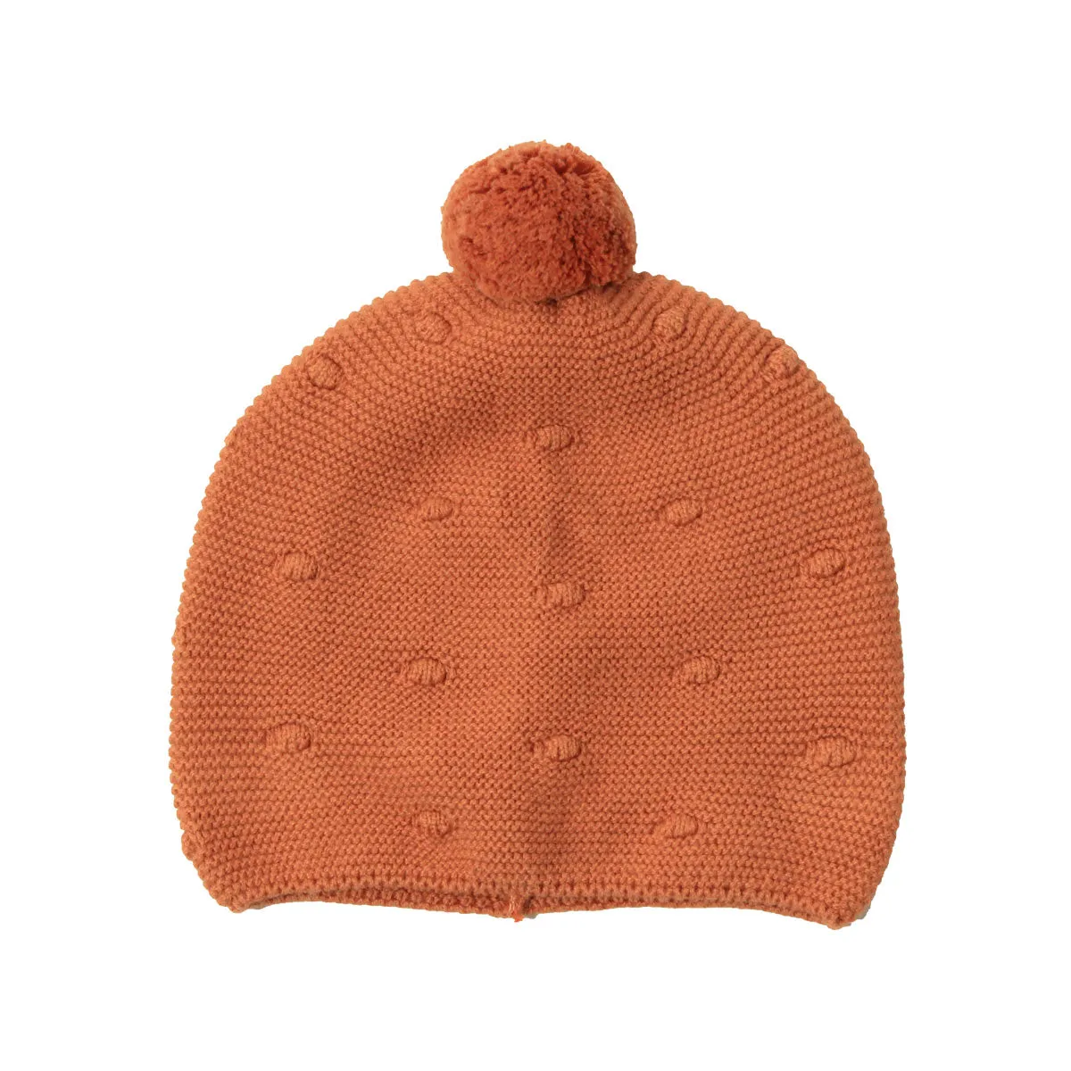 Orange Knit Pom-Pom Baby Hat