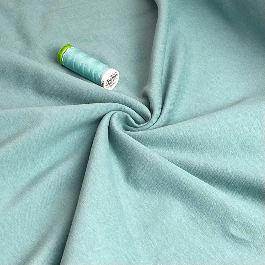 Peach Soft GOTS Organic Cotton Sweat-shirting in Sea Foam