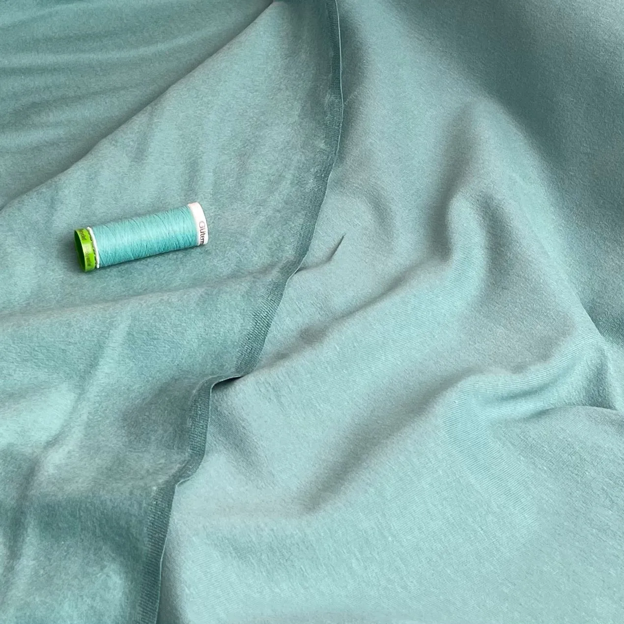 Peach Soft GOTS Organic Cotton Sweat-shirting in Sea Foam