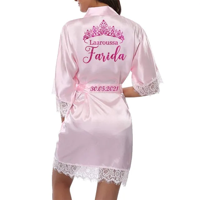 Personalized Lace Kimono Bride and Bridesmaid Robes Bachelorette Wedding