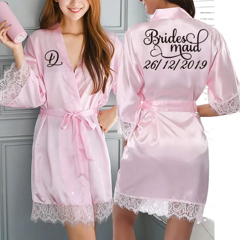 Personalized Lace Kimono Bride and Bridesmaid Robes Bachelorette Wedding