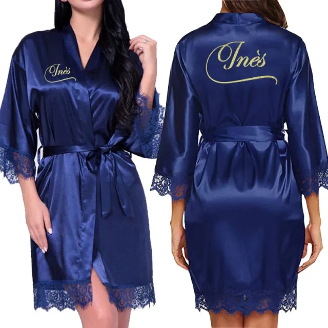 Personalized Lace Kimono Bride and Bridesmaid Robes Bachelorette Wedding