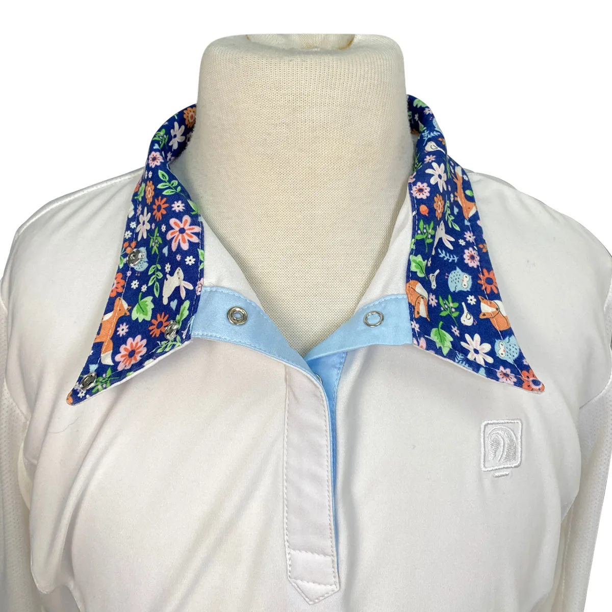 Romfh 'Sarah' Show Shirt in White/Blue Spring Collar - Children's XL