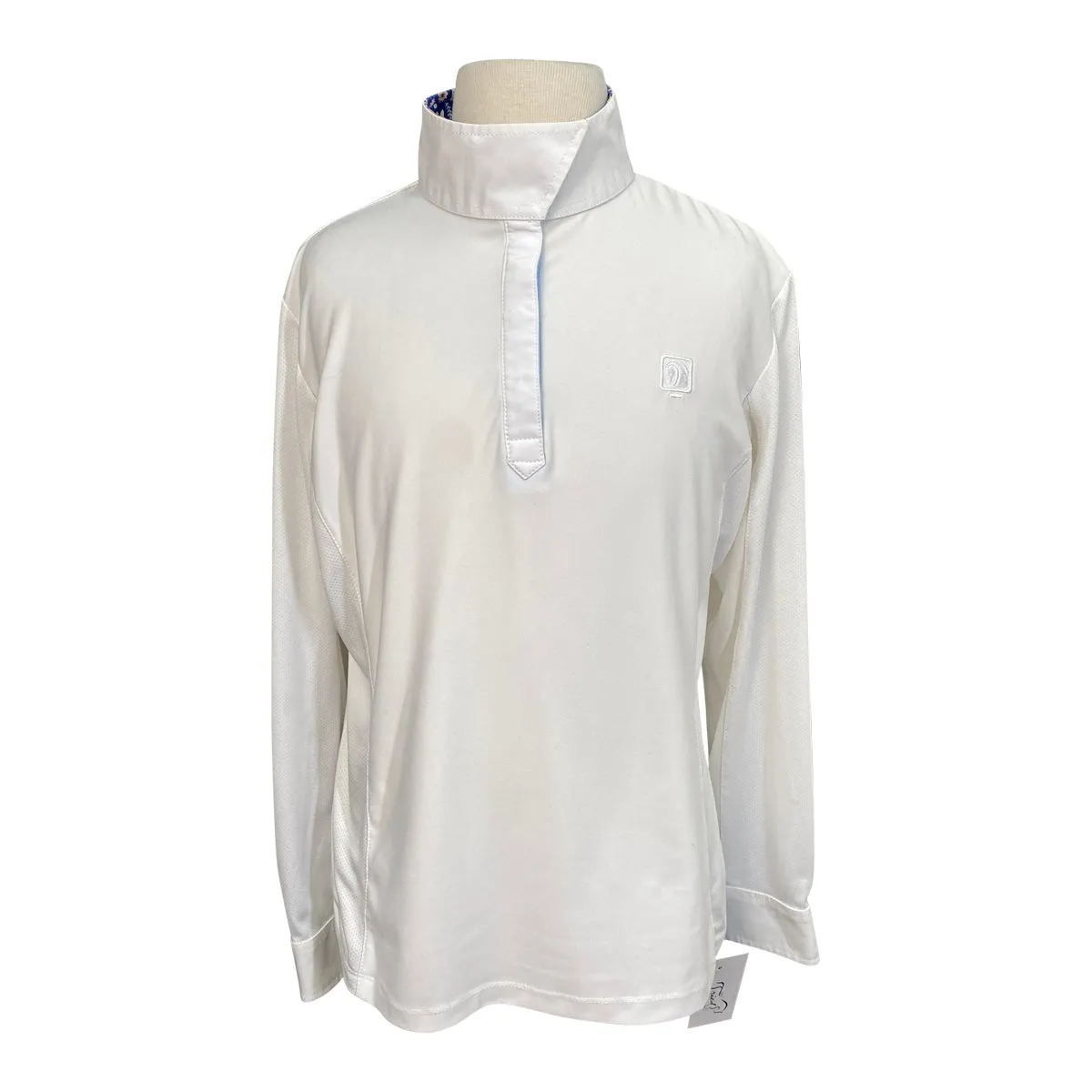 Romfh 'Sarah' Show Shirt in White/Blue Spring Collar - Children's XL