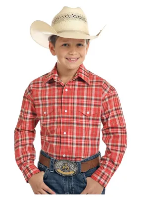 Rough Stock by Panhandle Linden Vintage Plaid Snap Shirt, Red