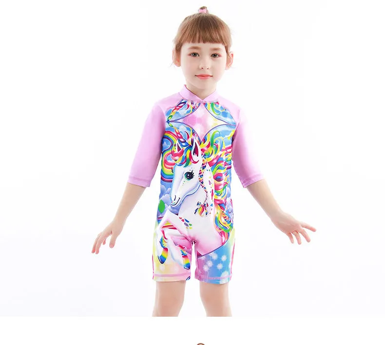 Swimsuit Children's Bubble Doll  Style Boxer One-Piece  Children's Anti-DDoS Cartoon  Spring Girl Diving Suit