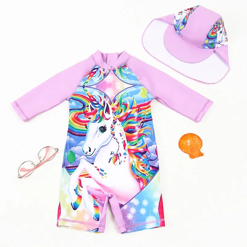 Swimsuit Children's Bubble Doll  Style Boxer One-Piece  Children's Anti-DDoS Cartoon  Spring Girl Diving Suit