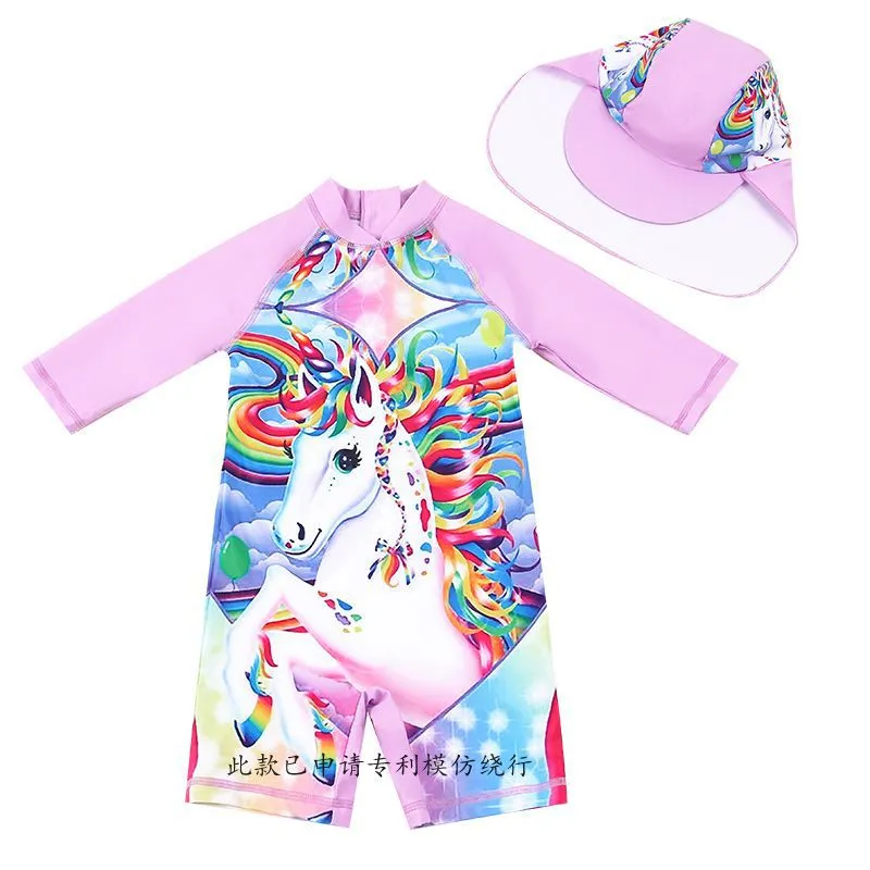 Swimsuit Children's Bubble Doll  Style Boxer One-Piece  Children's Anti-DDoS Cartoon  Spring Girl Diving Suit