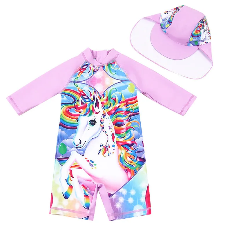 Swimsuit Children's Bubble Doll  Style Boxer One-Piece  Children's Anti-DDoS Cartoon  Spring Girl Diving Suit