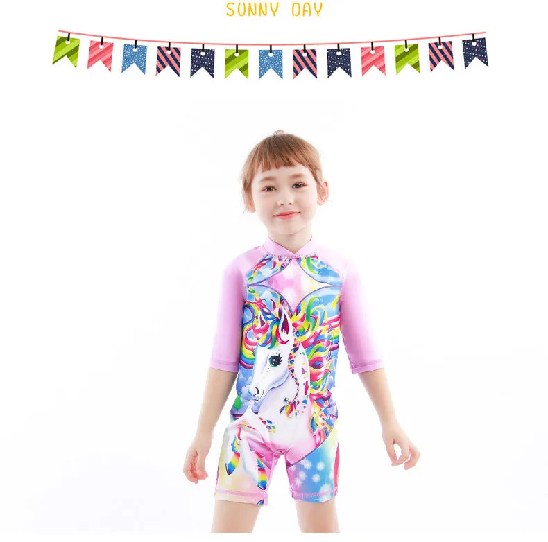 Swimsuit Children's Bubble Doll  Style Boxer One-Piece  Children's Anti-DDoS Cartoon  Spring Girl Diving Suit