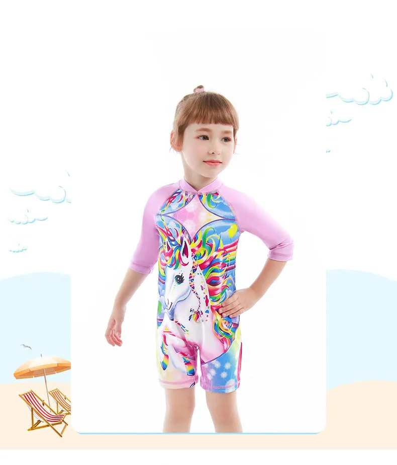 Swimsuit Children's Bubble Doll  Style Boxer One-Piece  Children's Anti-DDoS Cartoon  Spring Girl Diving Suit