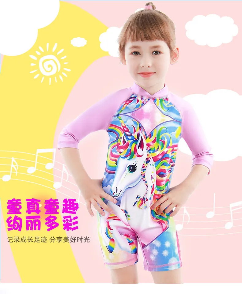 Swimsuit Children's Bubble Doll  Style Boxer One-Piece  Children's Anti-DDoS Cartoon  Spring Girl Diving Suit