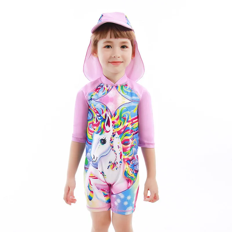 Swimsuit Children's Bubble Doll  Style Boxer One-Piece  Children's Anti-DDoS Cartoon  Spring Girl Diving Suit