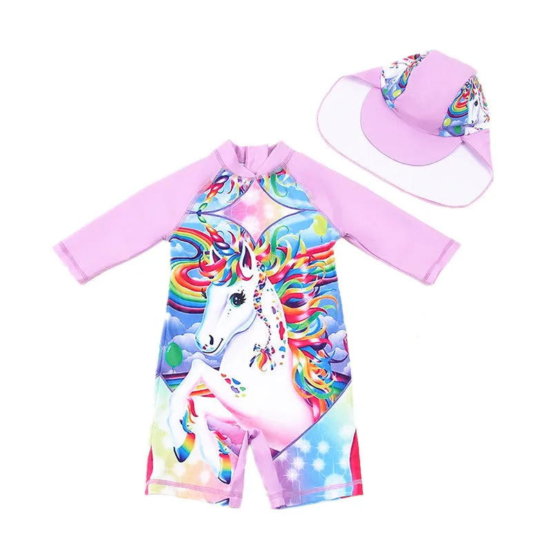 Swimsuit Children's Bubble Doll  Style Boxer One-Piece  Children's Anti-DDoS Cartoon  Spring Girl Diving Suit