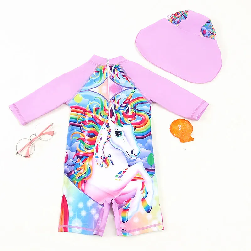 Swimsuit Children's Bubble Doll  Style Boxer One-Piece  Children's Anti-DDoS Cartoon  Spring Girl Diving Suit