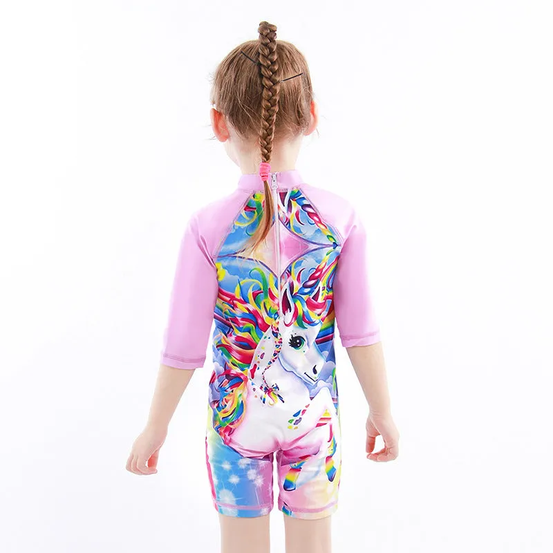 Swimsuit Children's Bubble Doll  Style Boxer One-Piece  Children's Anti-DDoS Cartoon  Spring Girl Diving Suit