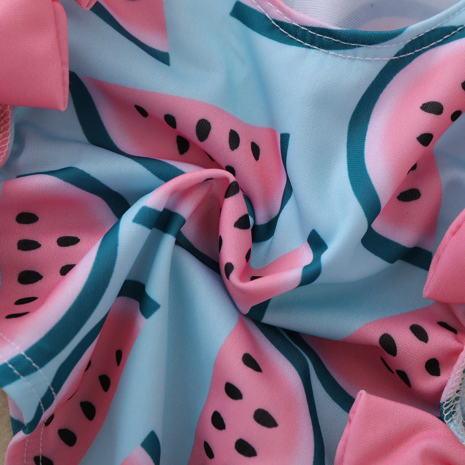 Swimsuit Cross-Border Children's Clothing Ins Girls' One-Piece Watermelon Printing Bow swimwear