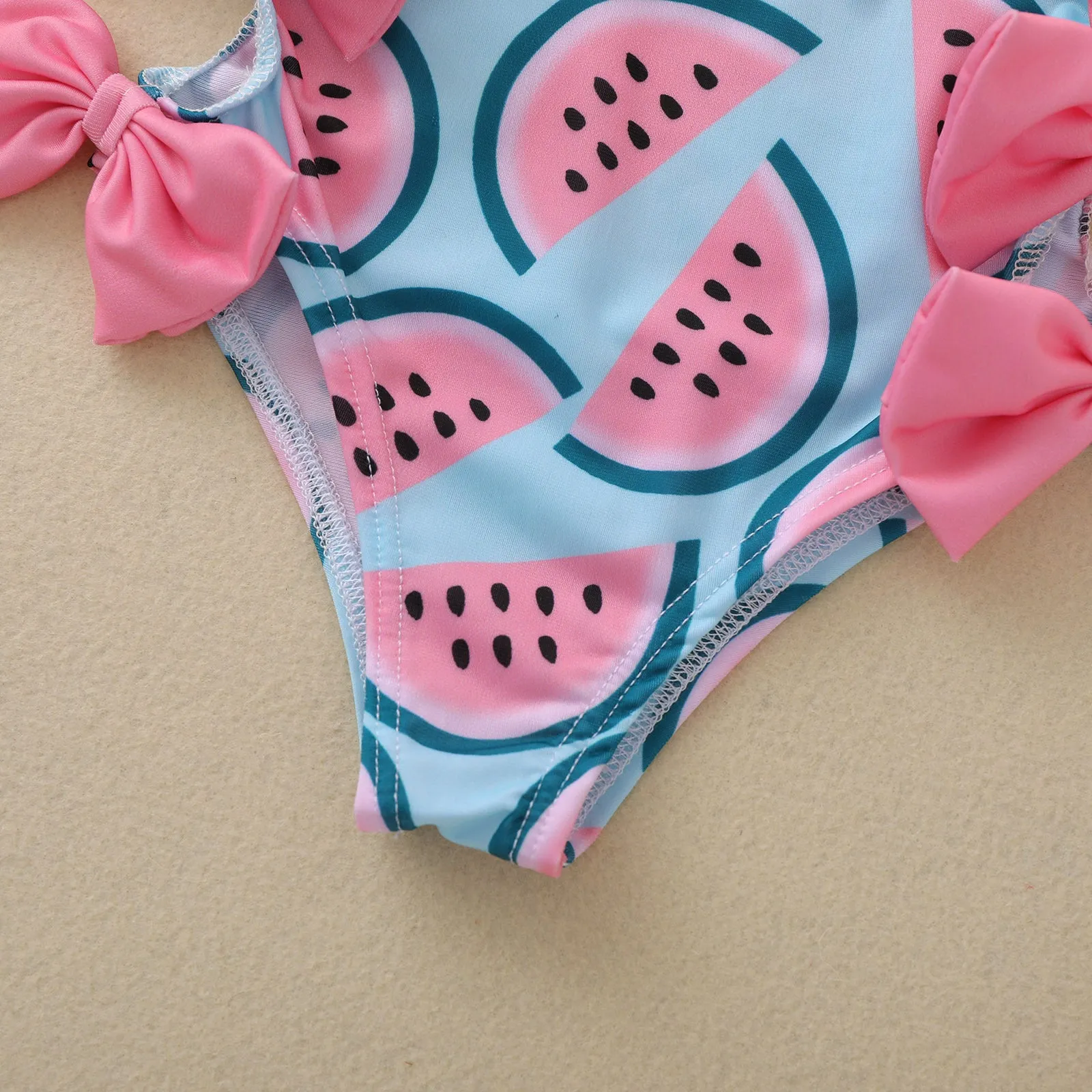 Swimsuit Cross-Border Children's Clothing Ins Girls' One-Piece Watermelon Printing Bow swimwear