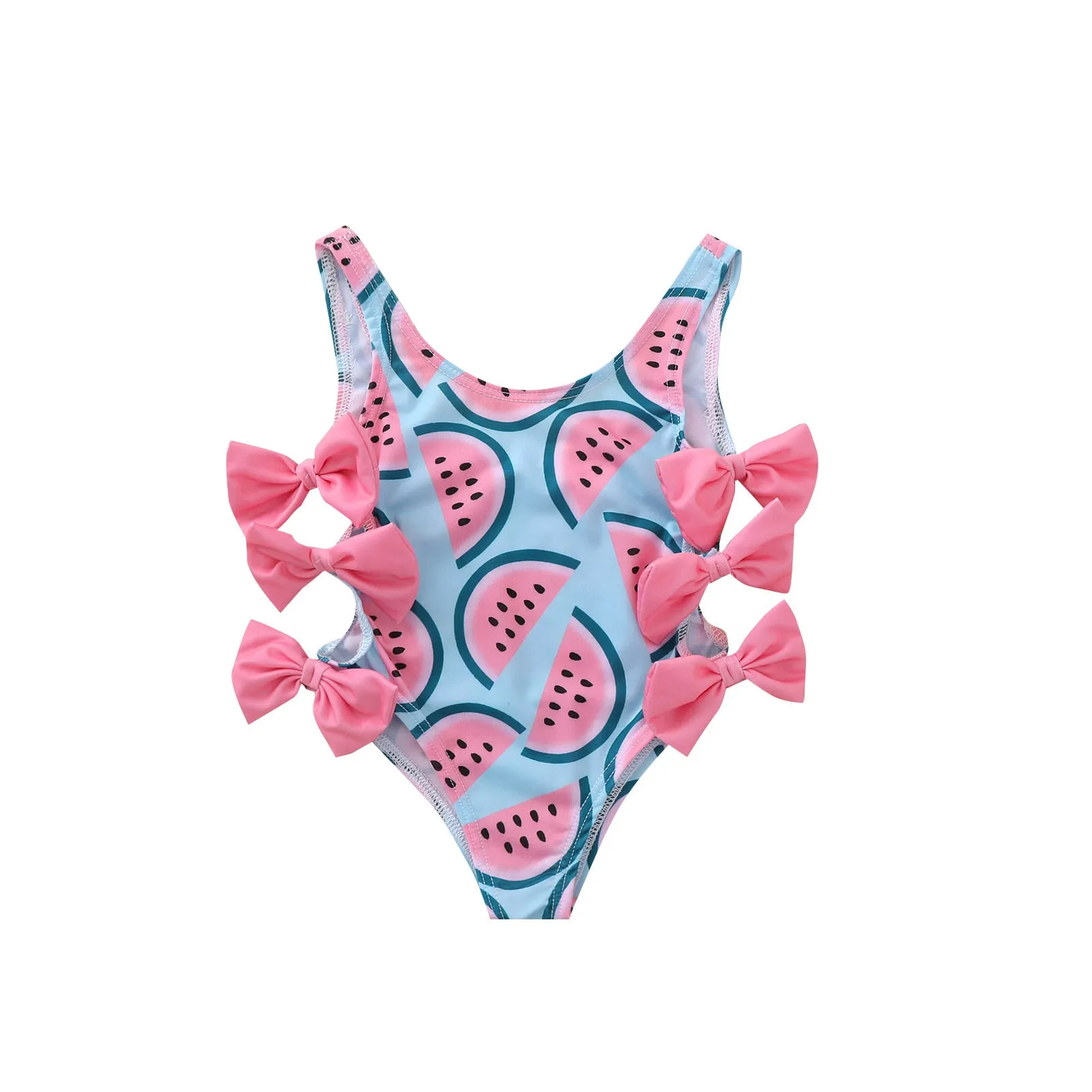 Swimsuit Cross-Border Children's Clothing Ins Girls' One-Piece Watermelon Printing Bow swimwear