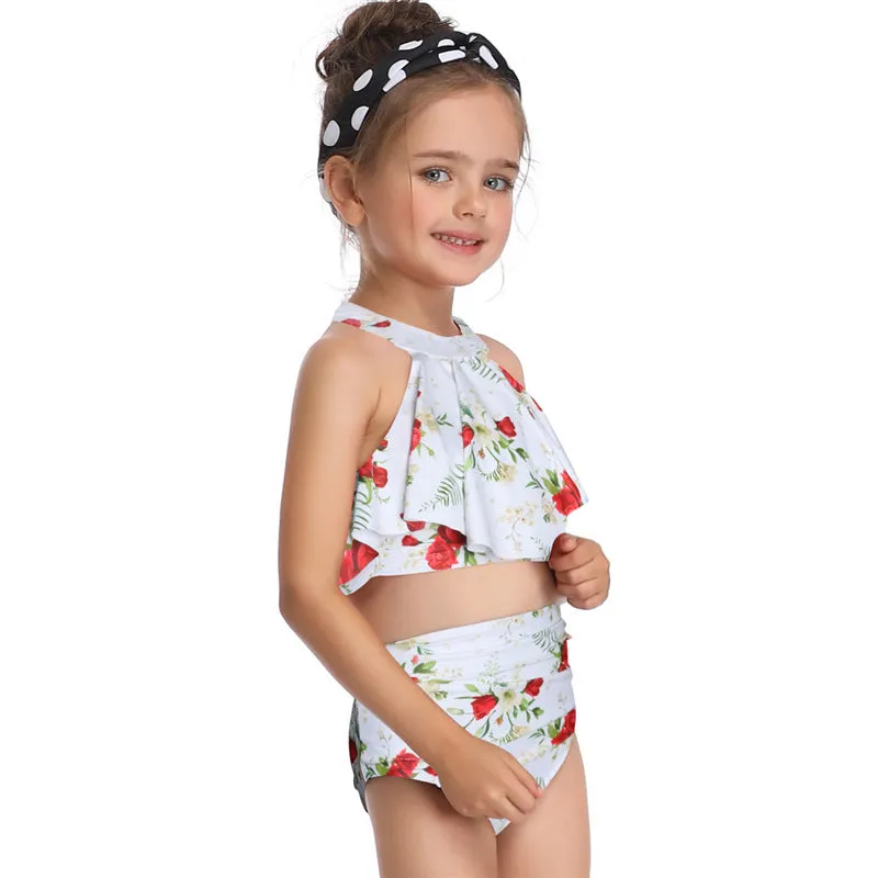 Swimsuit Exclusive for Cross-Border Children's European Style Single Flying Girl's Swimwear