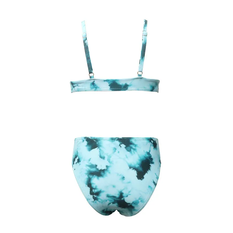 Swimsuit Exclusive for Cross-Border Girls Tie-Dye Cute  European Fashion Children's Split Swimwear