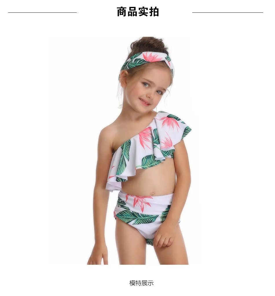 Swimsuit Exclusive for Cross-Border New Children's  European Style Oblique Shoulder Single Flying Side Girls'