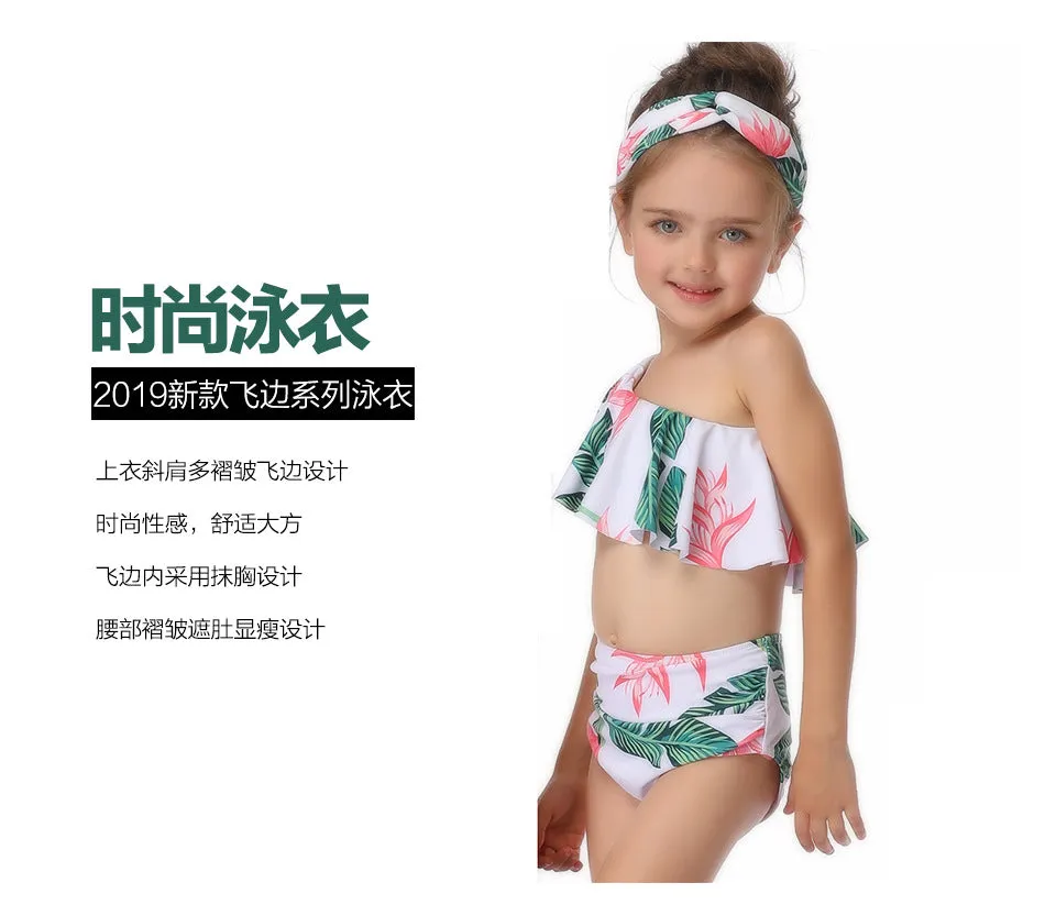 Swimsuit Exclusive for Cross-Border New Children's  European Style Oblique Shoulder Single Flying Side Girls'