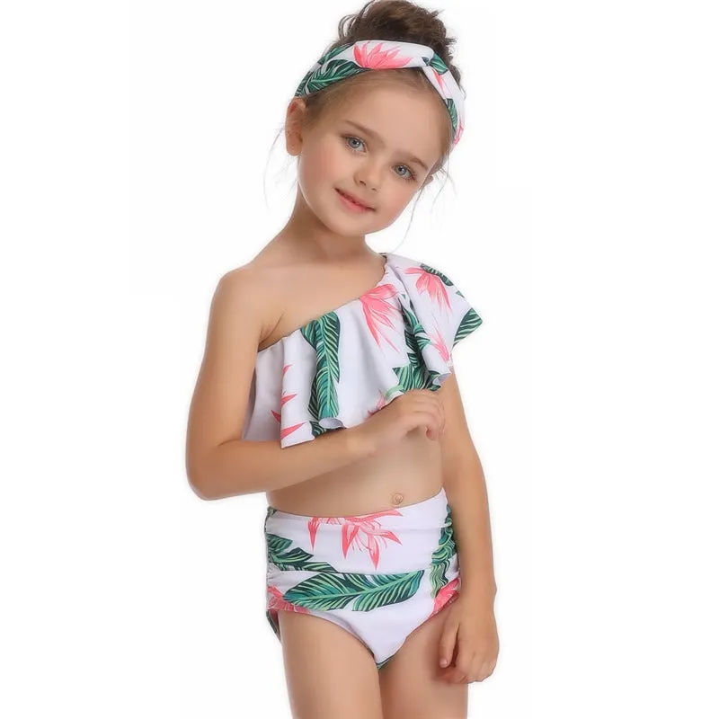 Swimsuit Exclusive for Cross-Border New Children's  European Style Oblique Shoulder Single Flying Side Girls'