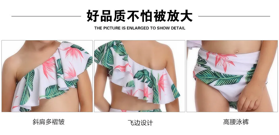 Swimsuit Exclusive for Cross-Border New Children's  European Style Oblique Shoulder Single Flying Side Girls'
