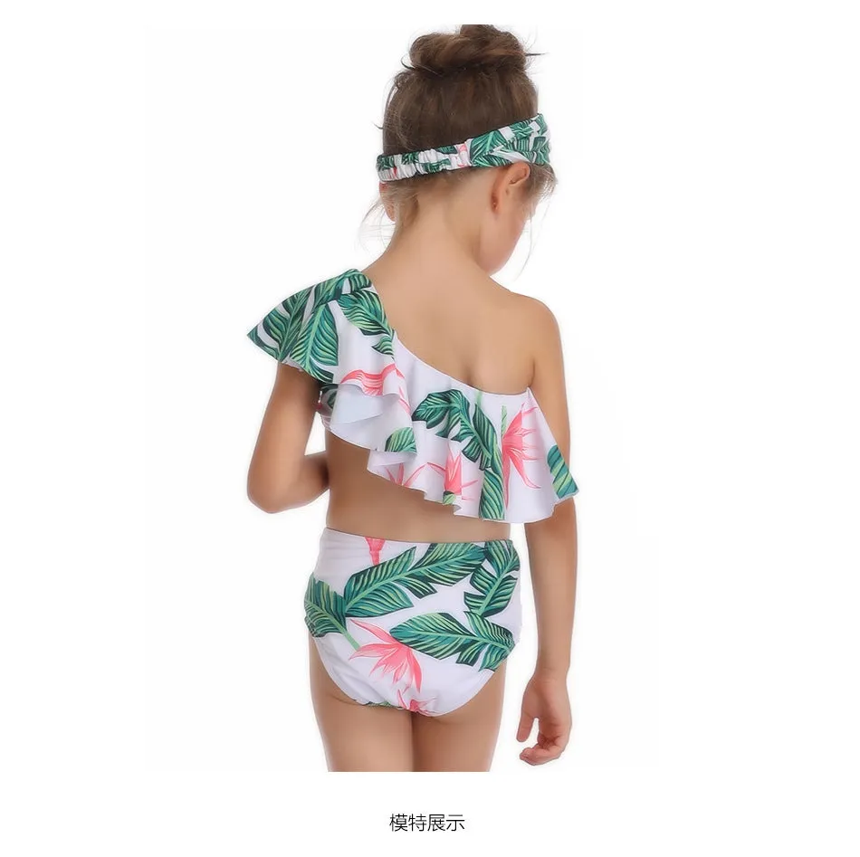 Swimsuit Exclusive for Cross-Border New Children's  European Style Oblique Shoulder Single Flying Side Girls'