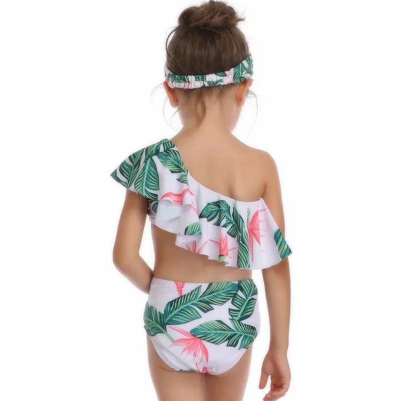 Swimsuit Exclusive for Cross-Border New Children's  European Style Oblique Shoulder Single Flying Side Girls'