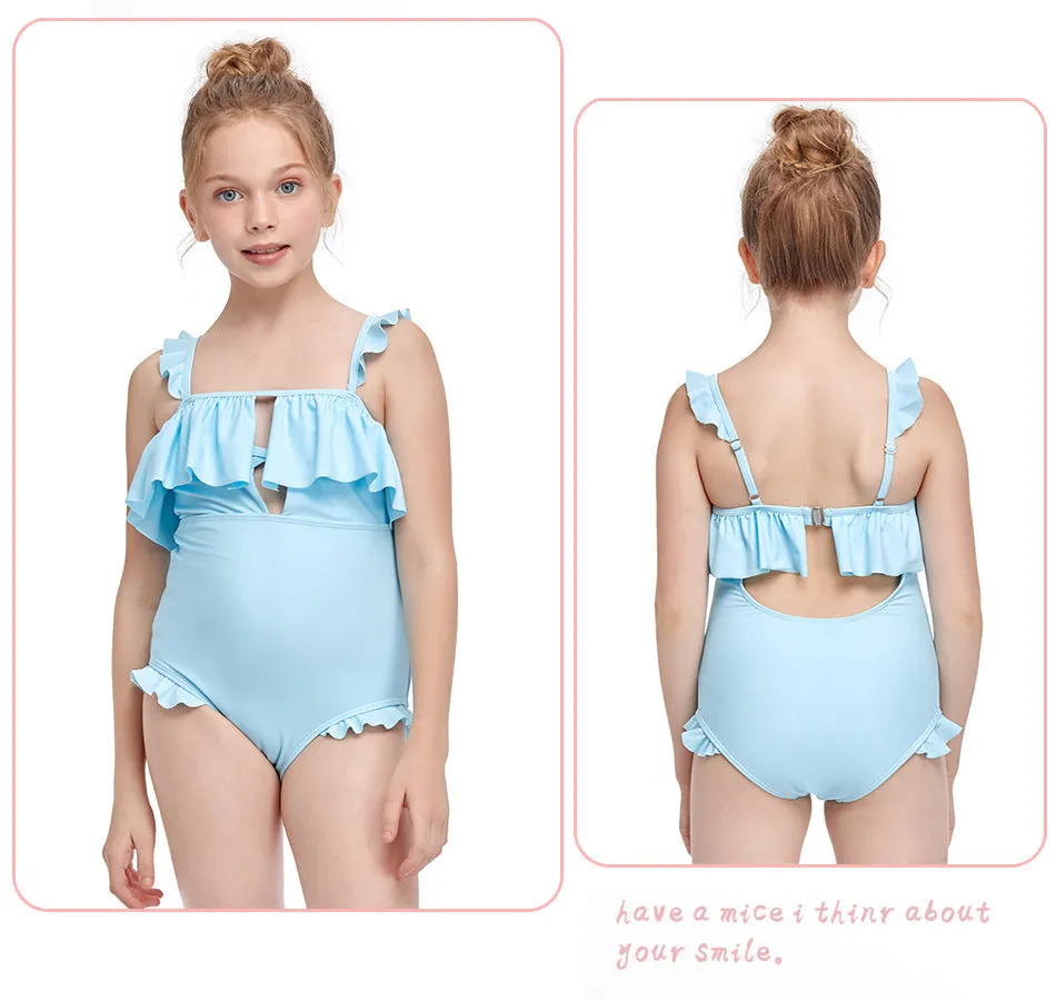 Swimsuit Exclusive for Cross-Border New One-Piece Girl's  Children Ruffle Swimwear