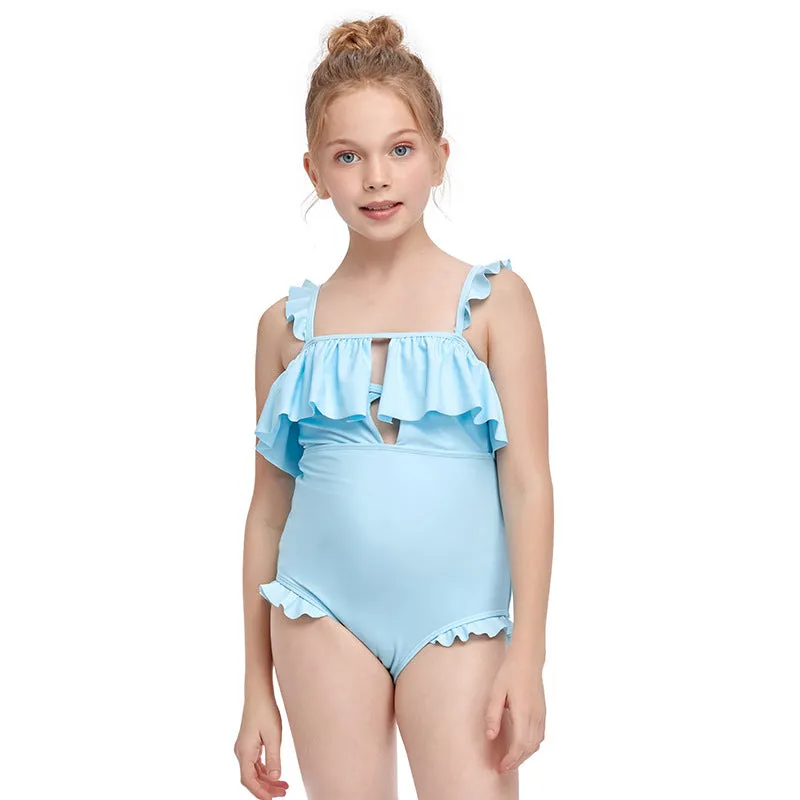 Swimsuit Exclusive for Cross-Border New One-Piece Girl's  Children Ruffle Swimwear