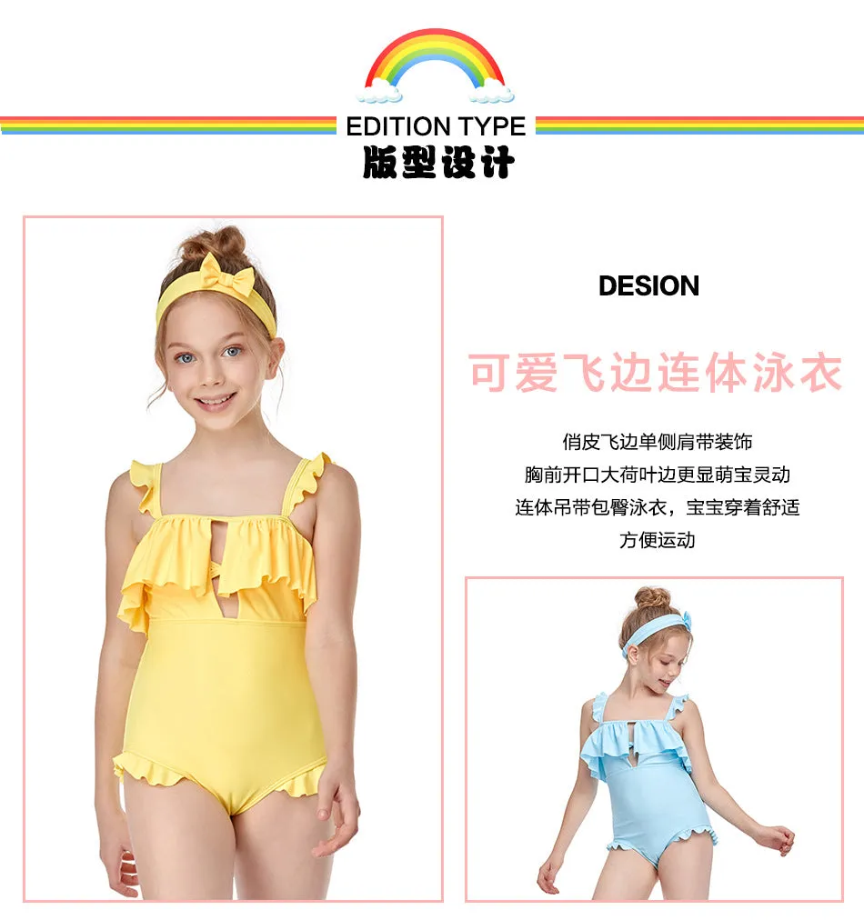 Swimsuit Exclusive for Cross-Border New One-Piece Girl's  Children Ruffle Swimwear