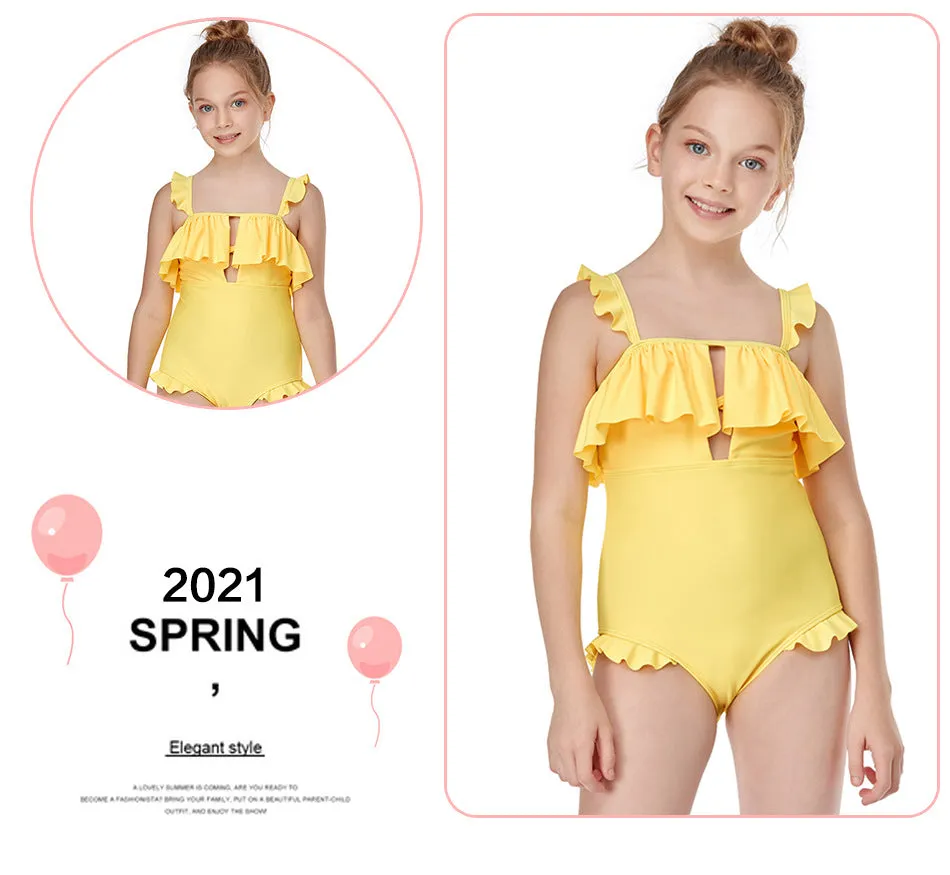 Swimsuit Exclusive for Cross-Border New One-Piece Girl's  Children Ruffle Swimwear